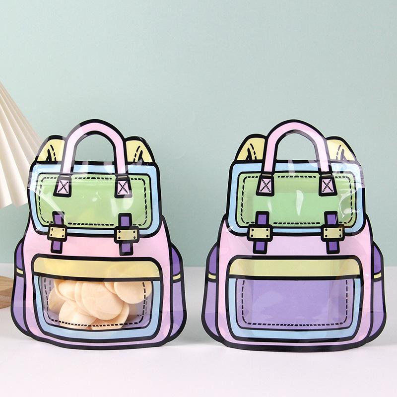 12/1PCS  Creative Gifts Packaging Bags Cartoon School Bag Shape Candy Zip Lock Biscuit Packaging Bag Stand Up Snack Gift Bag