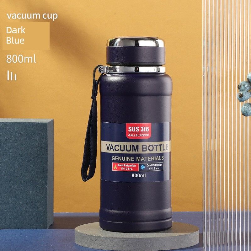 Japanese Imported Muj316 All-Steel Large-Capacity Thermos Cup for Outdoor Tea Brewing, Men's Water Bottle for Hiking, Sports, and Fishing