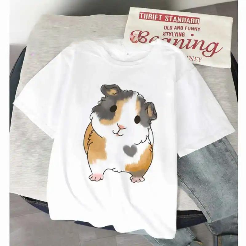 

Women’s Funny T Shirt Guinea Pig Summer Short Sleeves Harajuku Kawaii Animals T-Shirt Female Fashion Tops - Men s Summer Cott... 5XL різнокольоровий