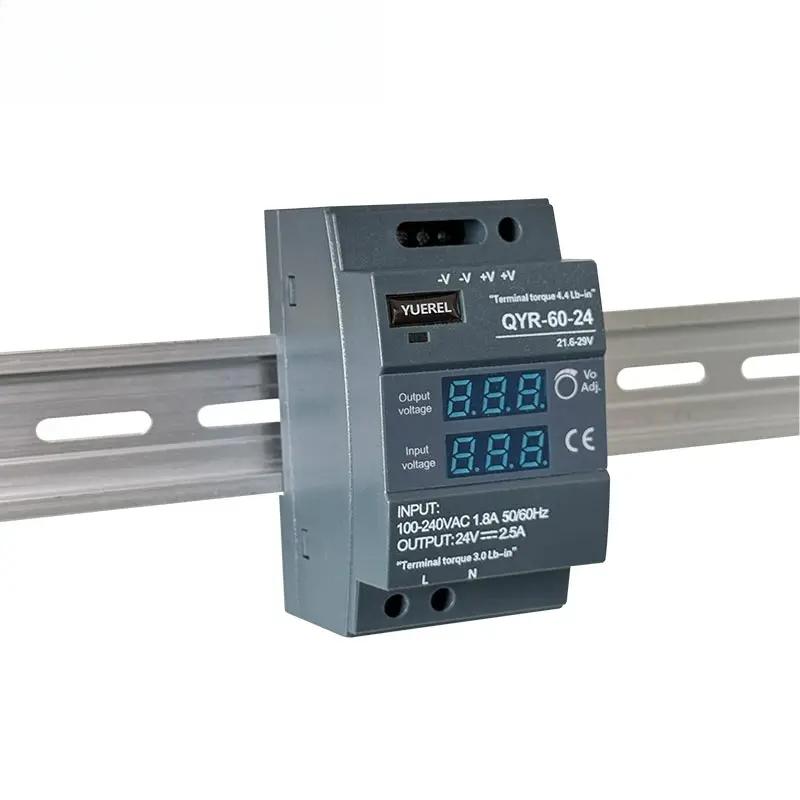 60W 100W 150W DIN Rail Switching Power Supply with Industrial Step Shaped AC-DC 12V 24V Digital Display for LED Light Strip