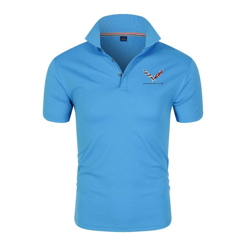 Fashionable man Heren zomer Corvette autologo kort&auml;rmig poloshirt met kraag 2XL blauw
