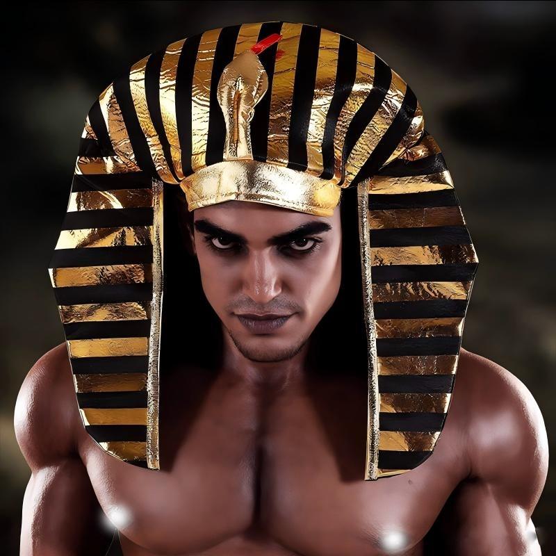 Mens Egyptian Pharaoh Hat Gold Egypt King Headpiece Snake Pharaoh Cosplay Halloween Party Costume Dress Up Themed Party