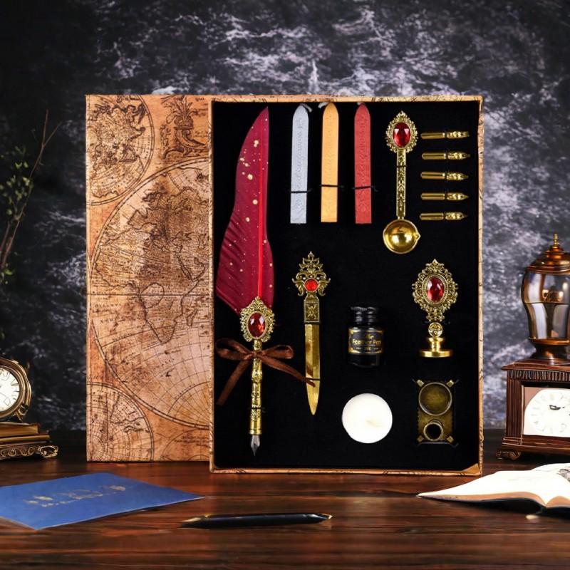 Feather Pen Magic Academy Dip Set With Wax Seal Kit Calligraphy Gift