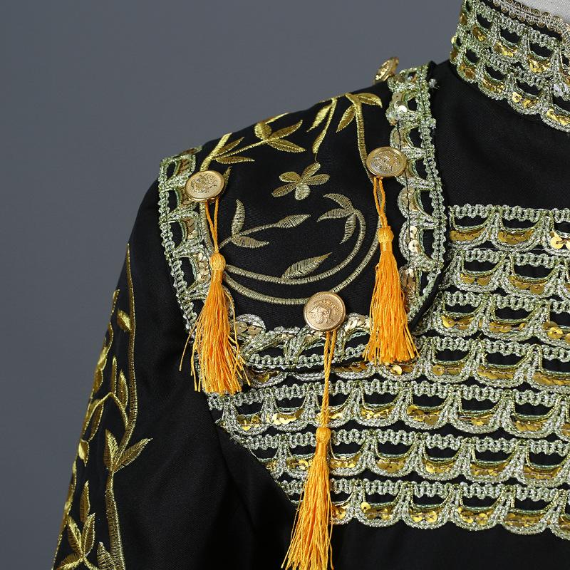 Men's Spanish Bullfighter Costume Stage European Court Performance Costume Bullfighting Costume Embroidered Tassel Three-piece Set