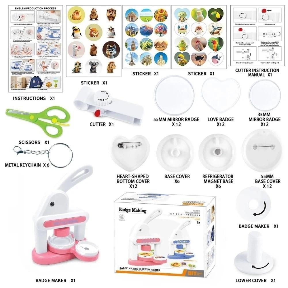 DIY Badge Button Maker 35mm 55mm Acrylic Press Art Badge Easy To Use Badge Maker Machine  Kids Gift