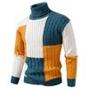 New Autumn Winter Color-blocking Turtleneck Sweater for Men Casual Fashion Sweater for Men
