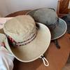 1 Stück Outdoor-Sonnen-Eimerhüte für Damen Herren, Gestickte Retro-Strand-Wasserdichte Fischer-Fischerhüte Sommer Faltbare Bob-Mütze Mann