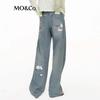 MO&Co. Women's Wide-Leg Low-Rise Jeans