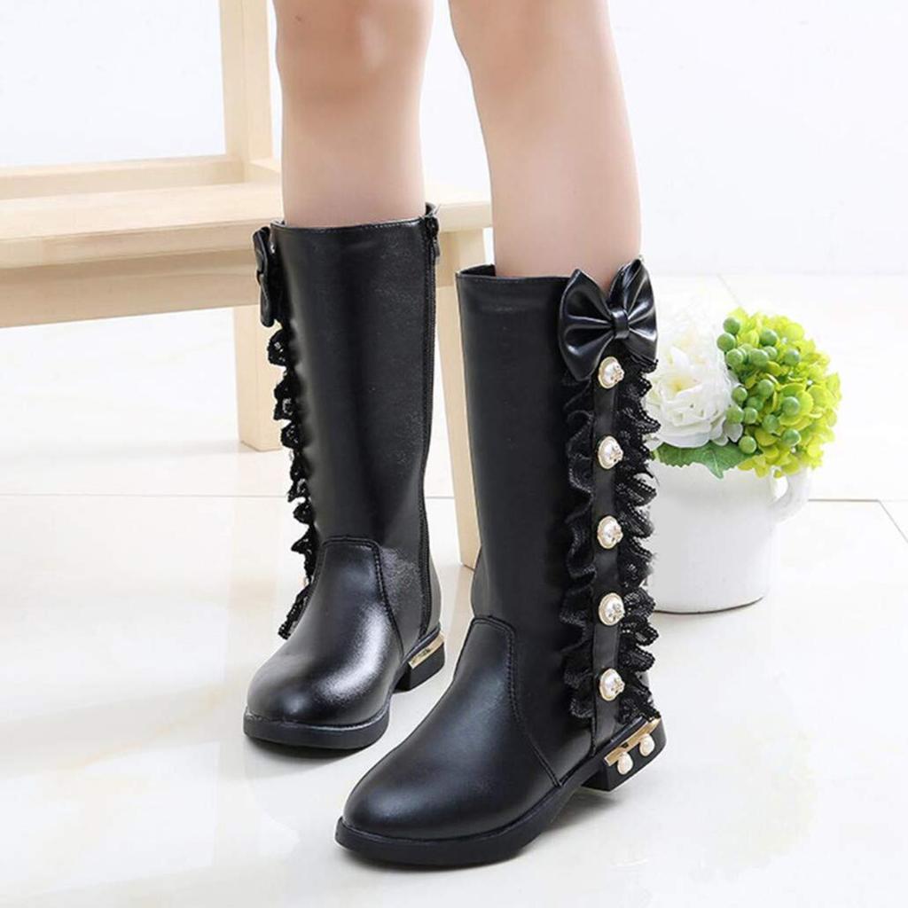 Children's Boots, Big Children's Snow Boots, Girls' Plush Thick Warm Side Zipper Long Tube Boots