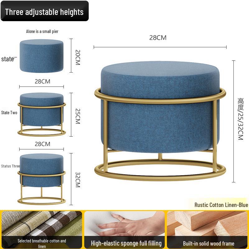 

Круглий табурет з масиву дерева - Легка розкіш для перевзування/підставка для ніг, лава/пуф для вітальні/передпокою, акцентний журнальний столик.