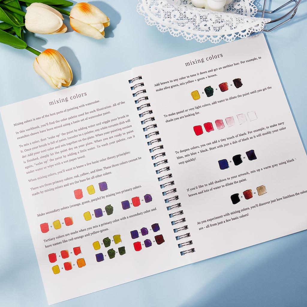 2/4 PCS Watercolor Painting Workbook for Beginners – Step-by-Step Guide To Easy Nature Scenes, Learn To Paint Instructional Book