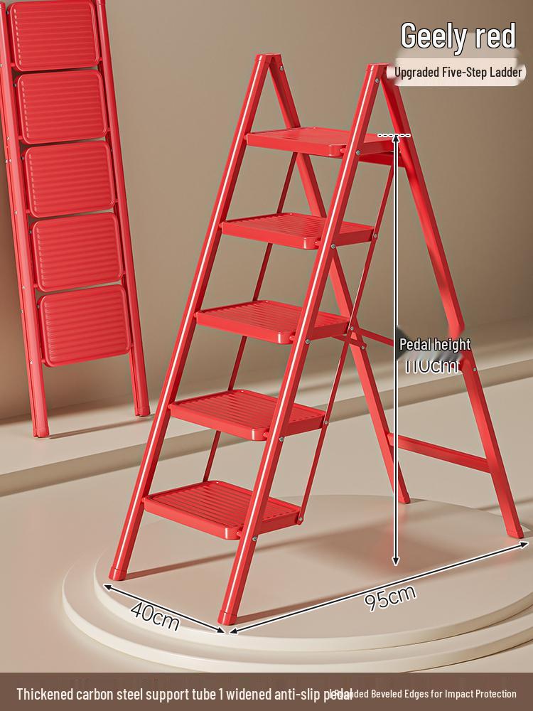 Telescopic A-Frame Folding Ladder - Indoor Multifunctional Ladder Stool with 3 or 4 Steps for Housewarming or Climbing Needs.