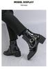 Chelsea Martin Men's High-Top Patent Leather Boots with Pointed Toe, British Style, Zipper, and Height Increasing Feature for Autumn/Winter.