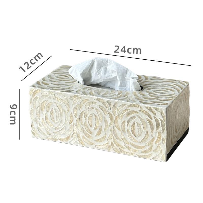 

Creative Natural Seashell Tissue Box Nordic Square Rectangular Tissues Storage Box Family Living Room Table Decoration Ornaments
