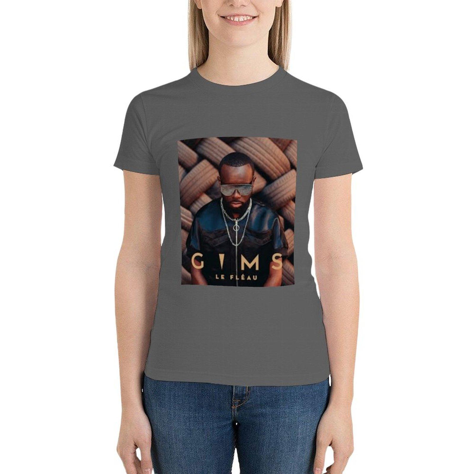 

Футболка с постером Gims Le Fleau Женская одежда Kawaii Топы Женские топы XL