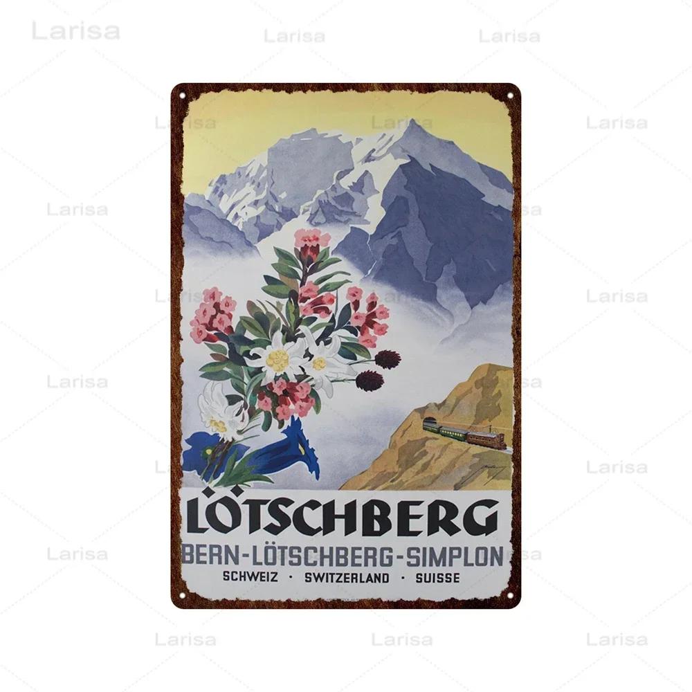 Stadt Wahrzeichen Metallposter Reise Stadt Schilder Griechenland Berglandschaft Blechschild Plakette Poster für Bar Kneipe Club Heimdekor