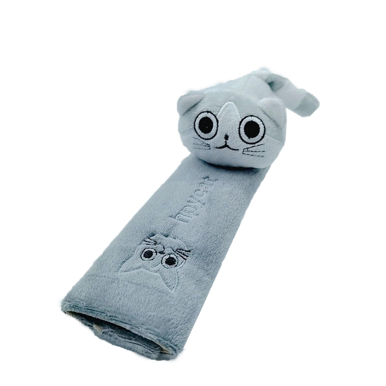 

23 см милый мультяшный автомобильный ремень безопасности, наплечная накладка, мягкий плюшевый ремень безопасности, чехол для авто Gray Cat