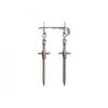 Silver Cross Sword Pendant Earrings - Retro Gothic Style Jewelry
