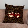 Leopard Print Cherry Star Pillow Case For Home Bedroom Car Office Decoration Living Room Sofa Cushion Cover Suitable