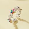Light Luxury Slightly Inlaid with Zirconium Flower Opening Ring, Fashionable and Versatile Color Little Daisy Index Finger Ring, New Exquisite Ring.