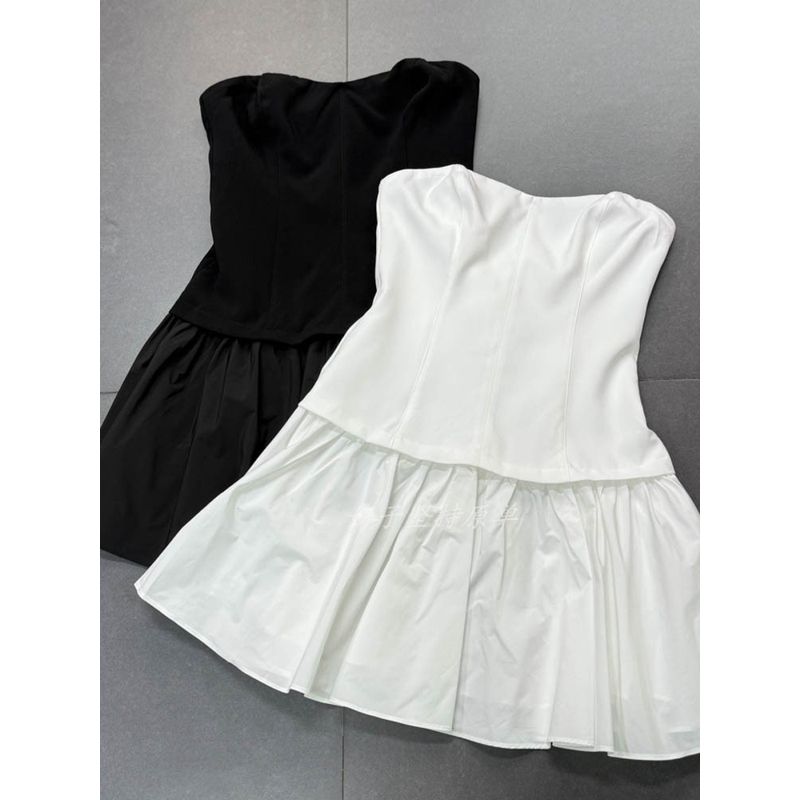 Export Single @ STR Ballet Style French Tube Top Mini Little Short Dress Summer New Arrival Simple Commute Classy Little Short Dress