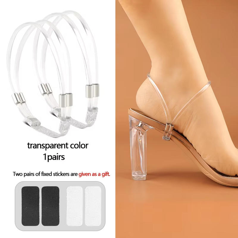 1 Paar transparente elastische Schuhriemen, verstellbar, ohne Nähen, Anti-Rutsch-Gürtel für Damen-High Heels, Anti-Fall-Zubehör