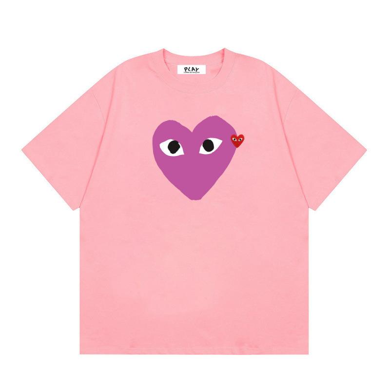 Japanese trendy brand heart-print short-sleeve T-shirt, unisex loose couple's summer casual daily versatile top