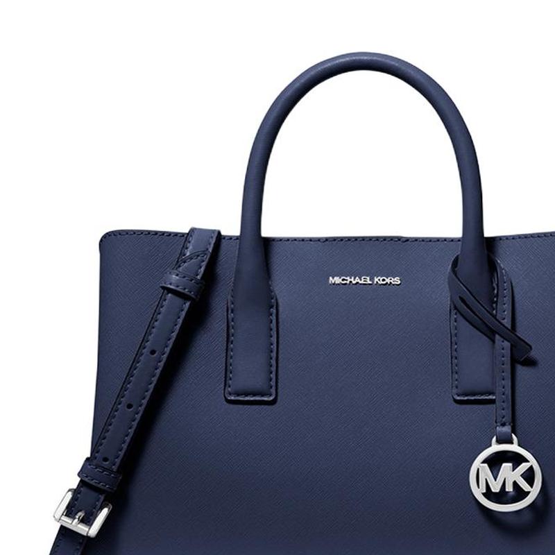 Michael Kors Bolso de Mano Pequeño para Mujer Ruthie RUTHIE de Piel de Vaca Saffiano con Logo Azul Marino