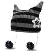 Star Cat's Ears Knitted Hat Y2K Woolen Hat Casual Slouchy Knitted Beanies  Outdoor
