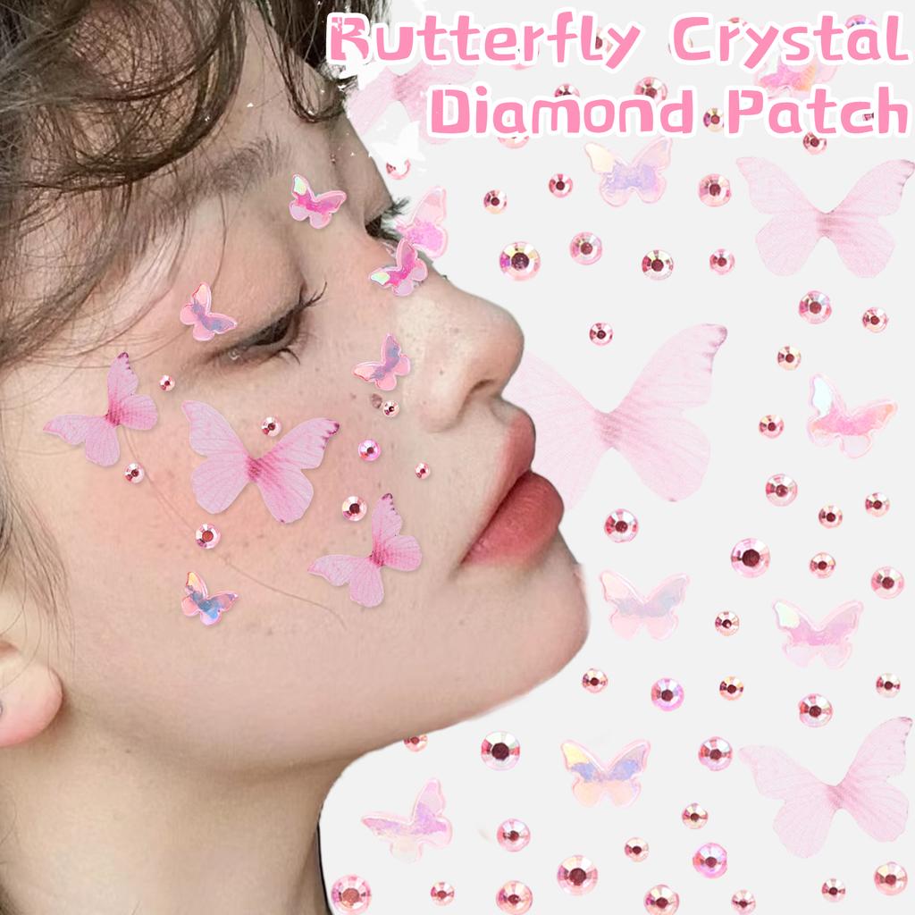 Butterfly Crystal Diamond Sticker Self Adhesive DIY Facial Temporary Tattoos Stickers for Stage Daily Makeup Decorate Supplies
