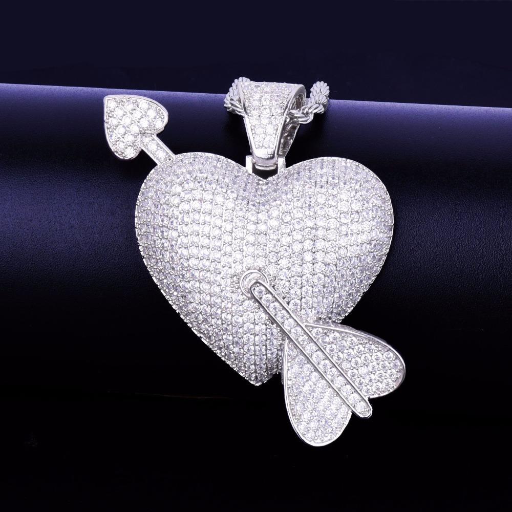 European and American Diamond Inlaid Love Pendant Necklace with One Arrow Piercing The Heart Environmentally Friendly Cupid Arrow