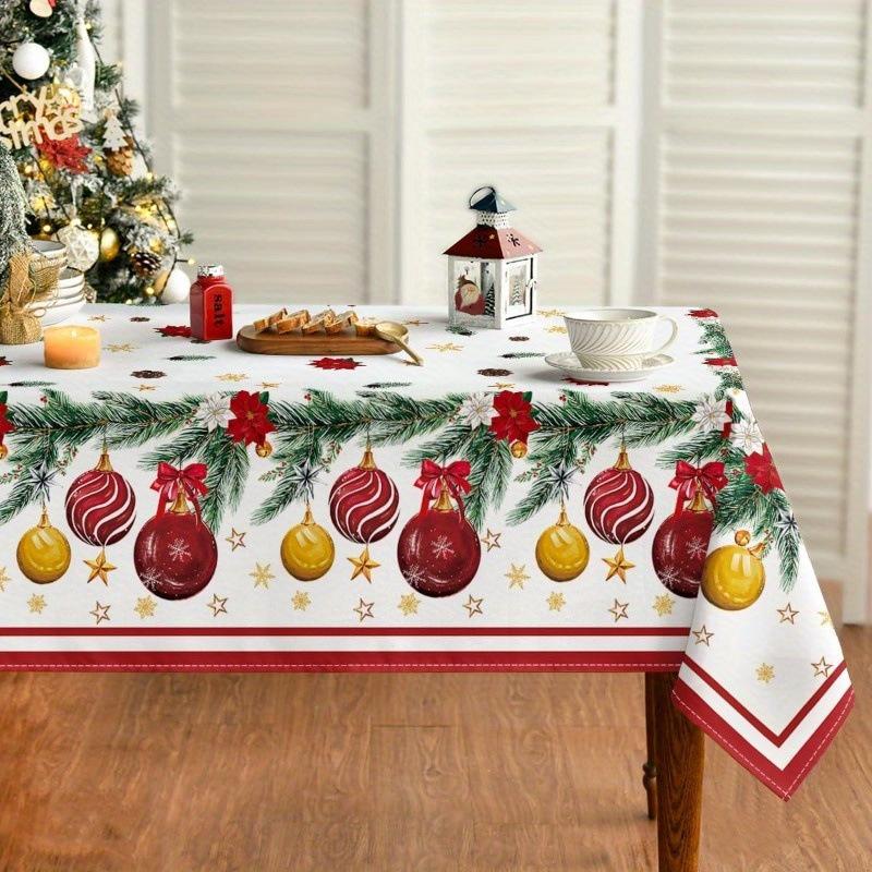 Waterproof Christmas Red Rectangular Tablecloth Premium Decorative Dining Table Cover Holiday Festive Decor