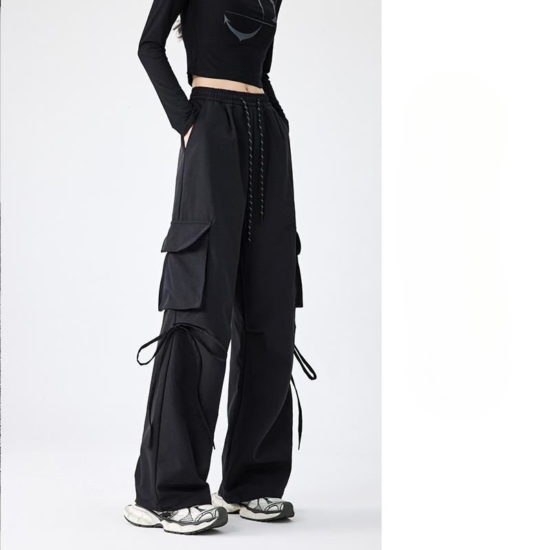 

Ветрозащитные рабочие брюки для женщин на осень и зиму, утолщенные прямые с высокой талией, в стиле ретро, широкие брюки-парашюты карго для женщин XL