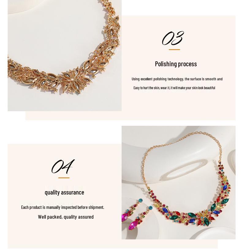 European & American Fashion Crystal Necklace and Earrings Set for Brides