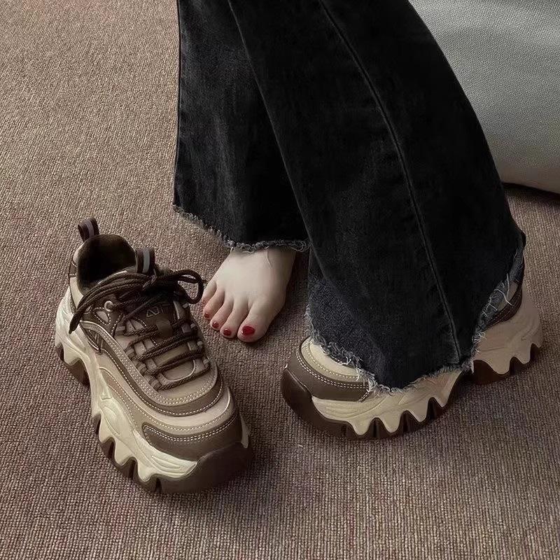 Thick-soled Dad Shoes Children's Models 2025 Autumn and Winter New Velvet Feet Small Popular Women's Sports and Leisure Shoes