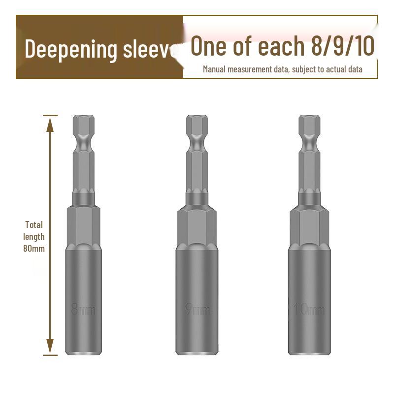 Deep Hex Long Electric Wrench and Screwdriver Bit Set, 8mm