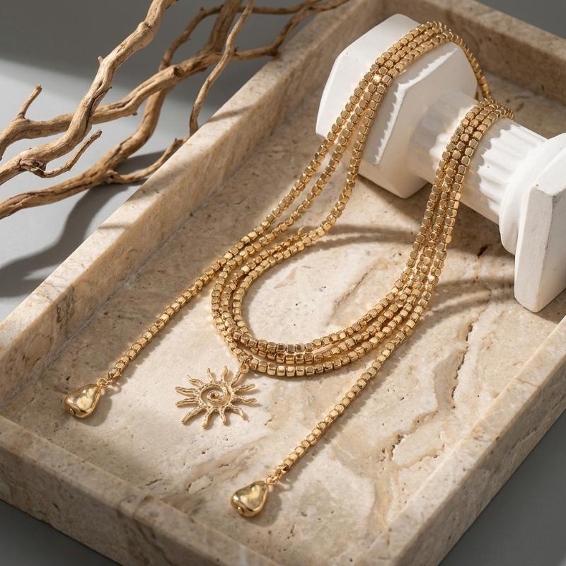 Vintage Złoty Warstwowy Krzyż Wisiorek Naszyjnik Religijny Moneta Medalion Choker Dla Kobiet Boho Letnia Biżuteria Plażowa