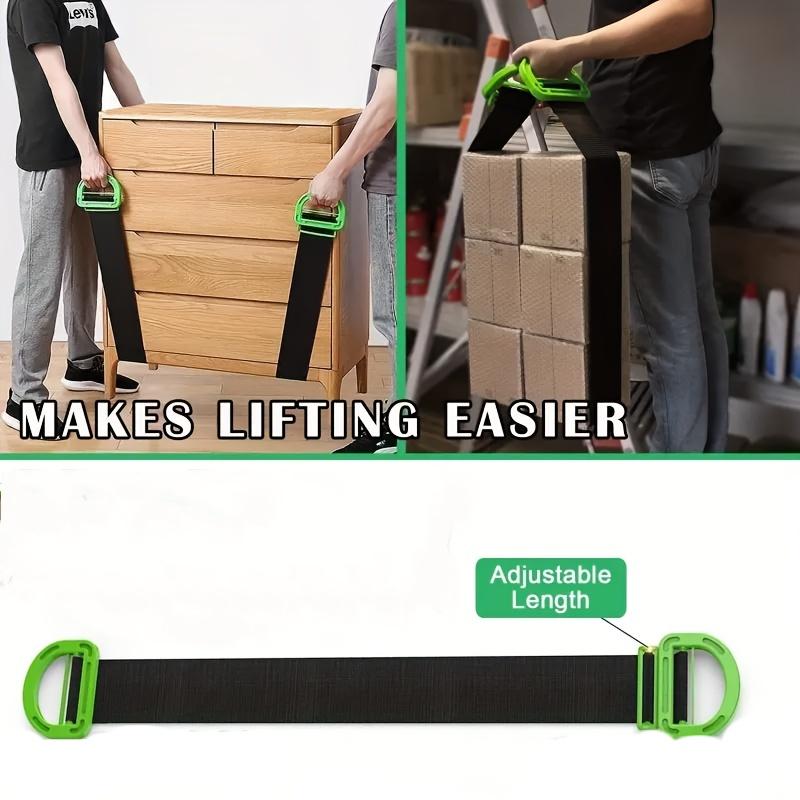 1pc Heavy Duty Furniture Lifting Strap - Green Plastic Handle and Black Fabric with Raised Edges To Ensure Movement and Lifting,