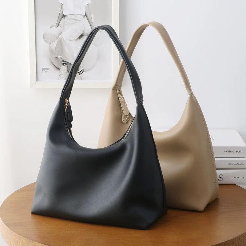 Korean Ins Simple And Versatile Summer New Bag Portable Soft Leather Dumpling Bag Retro Shoulder Armpit Bag