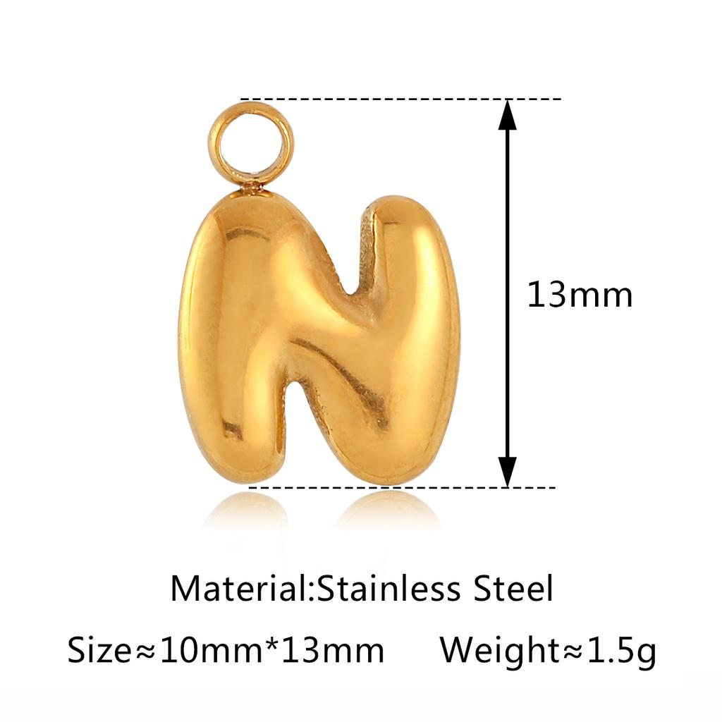 3Pcs Bubble Letter Charms Fadeless Gold Color PVD Plated Balloon Alphabet A-Z Pedant DIY Initial Necklaces Women Jewelry Making