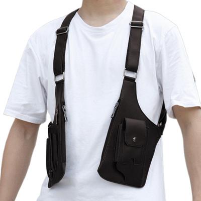 Waterproof PU Double Shoulder Strap Multi-Pocket Outdoor Anti-Theft Fishing Bag Multi-Purpose Crossbody Bag For Men