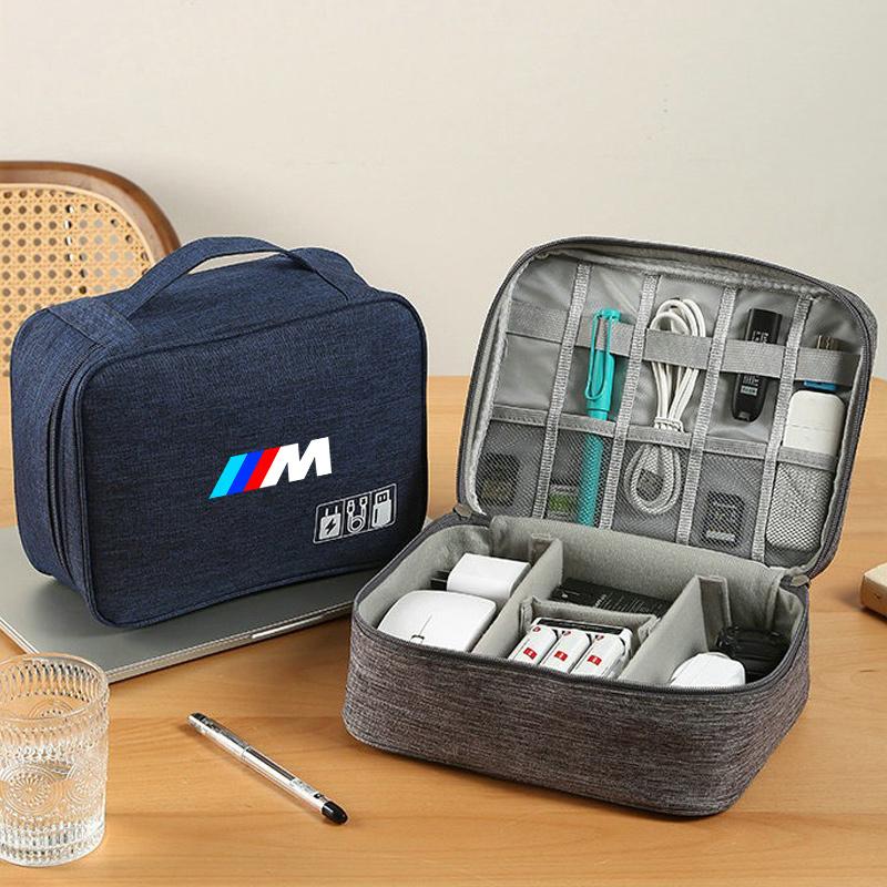Car Sticker Car Travel Cable Storage Bag USB Data Cable Charger Plug Storage Cable Bag Fit For BMW M M3 M5 X1 X2 X3 X5 X4 X7 G12