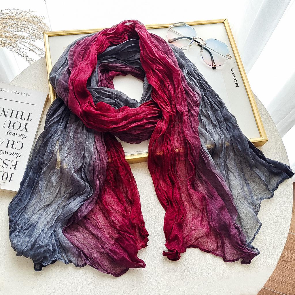 Damen Schal Frühling und Herbst Farbverlauf Schal Vielseitiger Einfarbiger Knitter Schal Stola