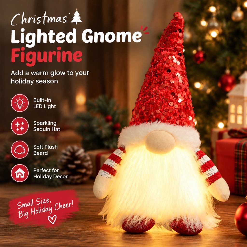 Glowing Gnome Figurine American Country Style Christmas Indoor Decor