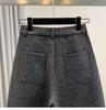 Women's Retro Houndstooth Wool Wide-Leg Pants: Thick, Plus-Size, Elastic High Waist - Winter Casual Versatile Straight Style