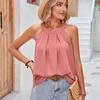 Sommer Ärmellose Halfter Pullover Bluse Frauen Lose Elegante Casual Shirt Für Frauen Mode Gefaltetes Festes Tank Top Blusas 26287