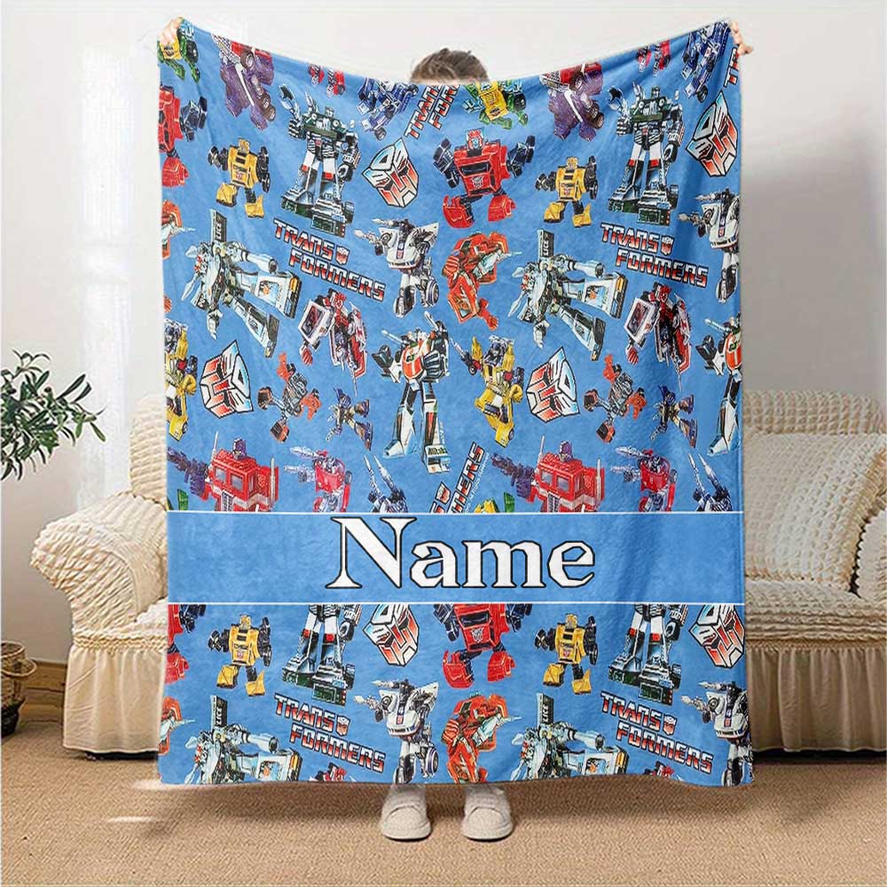 Love Transformers (8) Customize Your Name Blanket Lightweight Personalized Blanket Soft & Cozy for Picnics Seaside Office Home Decor
