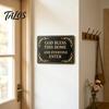 Dekorative Hausschilder Gott segne dieses Vintage-Metallwand Schild, Eisen Hängende Plakette Dekor, Balkon Christliche Segens Kunst für Garten Hof Veranda