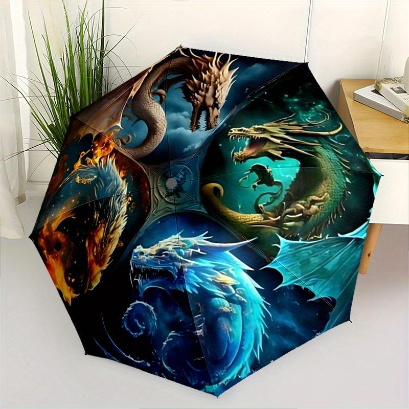 1pc Composition of Fire Water Earth and Air Dragons Automatic Opening and Closing Umbrella - Suitable for Various Occasions, Outdoor Activities, Light