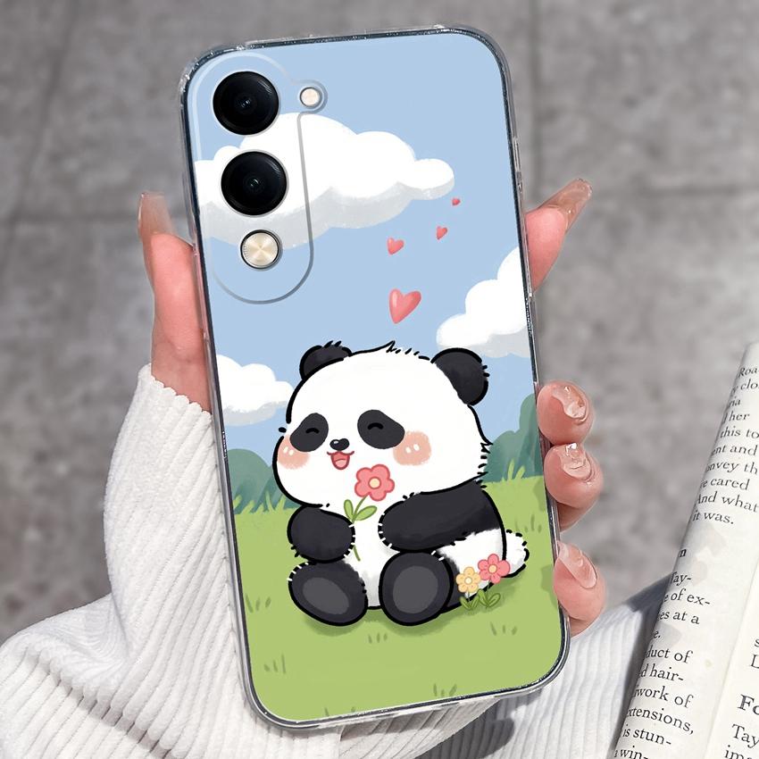 Fashion Casing For Vivo Y04 Y02 Y02a Y02s Y400 Pro X200 Ultra X200s Phone Case Lovely Cat Panda Shell Transparent TPU Soft Silicone Shockproof Housing